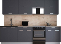 Кухонный гарнитур Интерлиния Мила Gloss 60-28 (графит софт/графит софт/травертин серый) - 