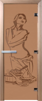 Стеклянная дверь для бани/сауны Doorwood Искушение 70x190 / DW00097 (бронза матовый) - 