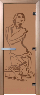 Стеклянная дверь для бани/сауны Doorwood Искушение 70x190 / DW00097 (бронза матовый)
