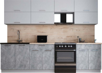 Кухонный гарнитур Интерлиния Мила Gloss 60-28 (пепел софт/керамика/травертин серый) - 