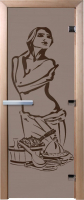 Стеклянная дверь для бани/сауны Doorwood Искушение 70x190 / DW03436 (графит матовый) - 