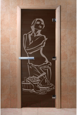 Стеклянная дверь для бани/сауны Doorwood Искушение 70x190 / DW03527 (графит)