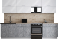 Кухонный гарнитур Интерлиния Мила Gloss 60-30 (белый глянец/керамика/травертин серый) - 
