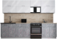 Готовая кухня Интерлиния Мила Gloss 60-30 (белый глянец/керамика/травертин серый) - 