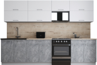 Кухонный гарнитур Интерлиния Мила Gloss 60-30 (белый софт/керамика/травертин серый) - 