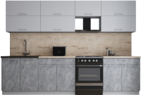 Кухонный гарнитур Интерлиния Мила Gloss 60-30 (пепел софт/керамика/травертин серый) - 