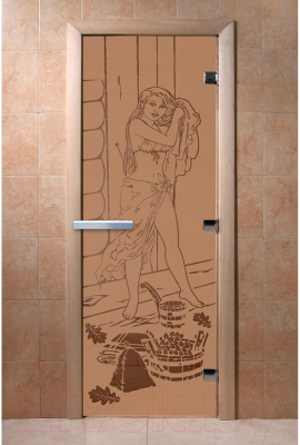 Стеклянная дверь для бани/сауны Doorwood Дженифер 80x200 / DW00090 (бронза матовый)