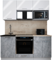 Кухонный гарнитур Интерлиния Мила Gloss 1.7 (белый глянец/керамика/травертин серый) - 