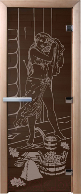 Стеклянная дверь для бани/сауны Doorwood Дженифер 70x190 / DW03437 (графит)