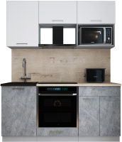Кухонный гарнитур Интерлиния Мила Gloss 1.7 (белый софт/керамика/травертин серый) - 