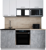 Кухонный гарнитур Интерлиния Мила Gloss 1.8 (белый софт/керамика/травертин серый) - 