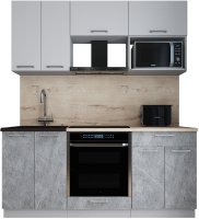 Кухонный гарнитур Интерлиния Мила Gloss 1.8 (пепел софт/керамика/травертин серый) - 