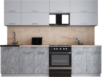 Кухонный гарнитур Интерлиния Мила Gloss 60-27 (пепел софт/керамика/травертин серый) - 