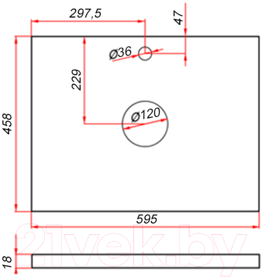 Столешница для ванной ЗОВ CLDSP18W595458C2 (белый)