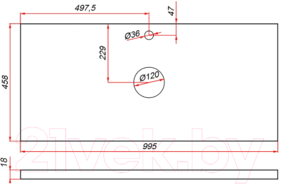 Столешница для ванной ЗОВ CLDSP18W995458C2 (белый)