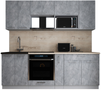 Кухонный гарнитур Интерлиния Мила Gloss 2.2 (керамика/керамика/травертин серый) - 