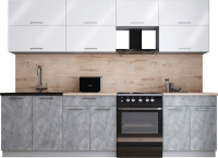 Кухонный гарнитур Интерлиния Мила Gloss 60-28 (белый глянец/керамика/травертин серый) - 