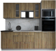 Кухонный гарнитур Интерлиния Мила Gloss 2.4 (дуб вотан/дуб вотан/травертин серый) - 