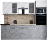 Кухонный гарнитур Интерлиния Мила Gloss 2.5 (белый глянец/керамика/травертин серый) - 