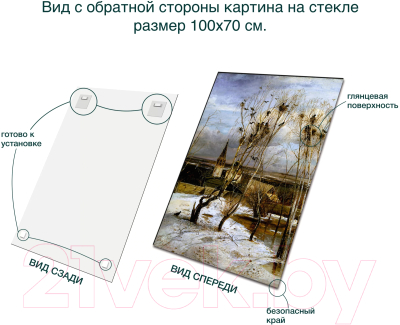 Картина на стекле Stamprint Грачи прилетели А.К. Саврасов PT020 (100x70)