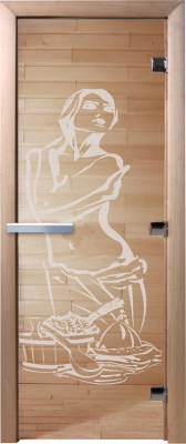 Стеклянная дверь для бани/сауны Doorwood Искушение 70x190 / DW01047 (прозрачный)