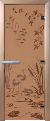 Стеклянная дверь для бани/сауны Doorwood Камышовый рай 70x190 / DW01829 (бронза матовый)