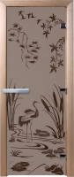 Стеклянная дверь для бани/сауны Doorwood Камышовый рай 70x190 / DW02925 (графит матовый) - 
