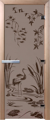 Стеклянная дверь для бани/сауны Doorwood Камышовый рай 70x190 / DW02925 (графит матовый)