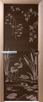 Стеклянная дверь для бани/сауны Doorwood Камышовый рай 70x190 / DW03391 (графит)