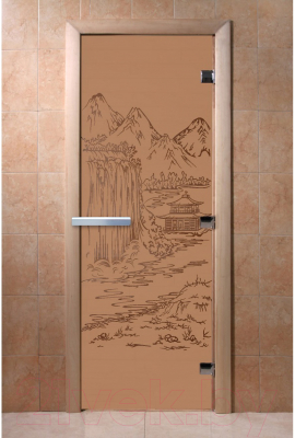 Стеклянная дверь для бани/сауны Doorwood Китай 80x200 / DW01831 (бронза матовый)