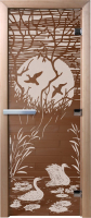 Стеклянная дверь для бани/сауны Doorwood Лебединое озеро 70x190 / DW00047 (бронза) - 