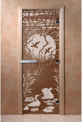 Стеклянная дверь для бани/сауны Doorwood Лебединое озеро 70x190 / DW00047 (бронза)