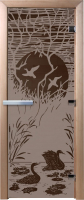 Стеклянная дверь для бани/сауны Doorwood Лебединое озеро 70x190 / DW02842 (графит матовый) - 