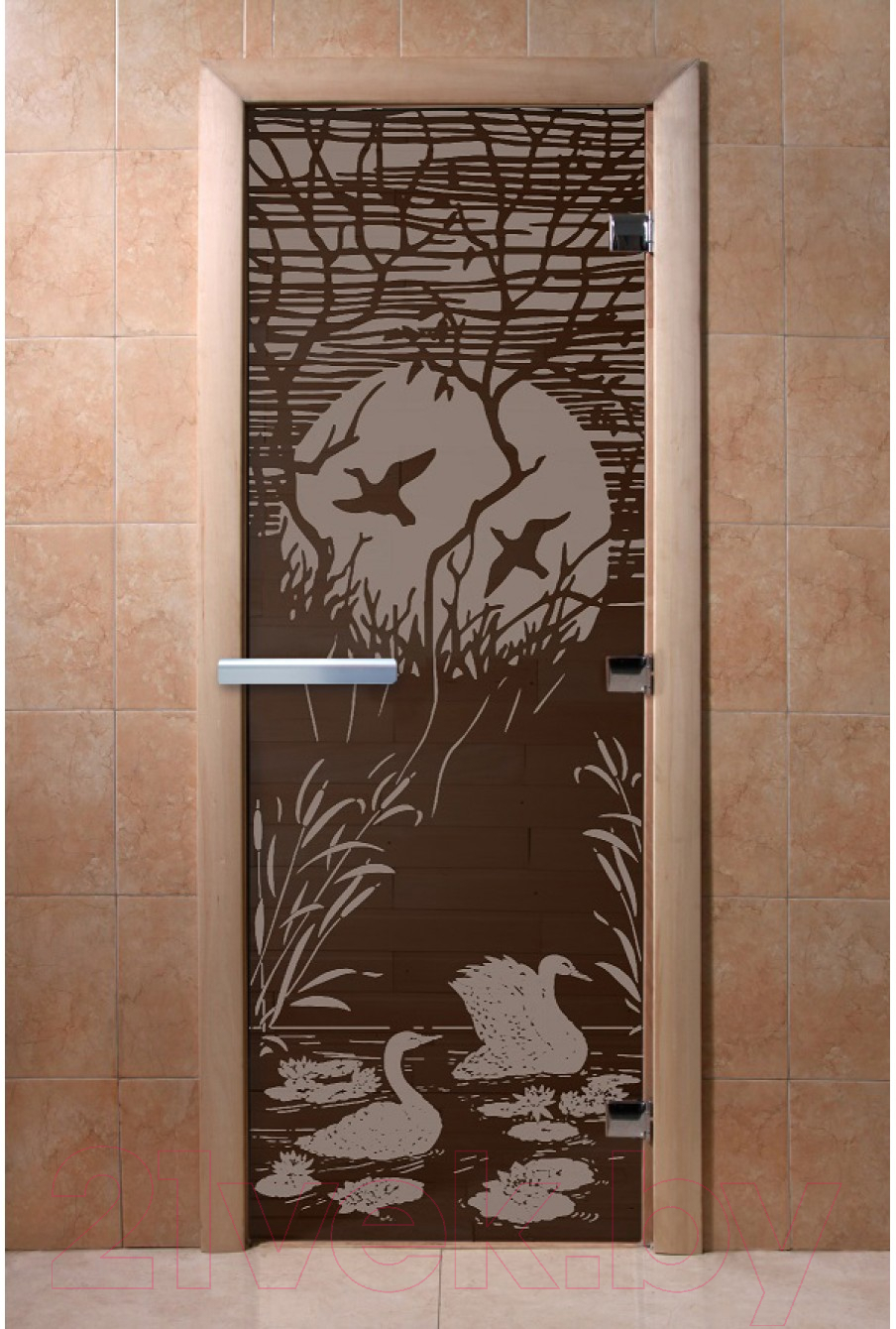 Стеклянная дверь для бани/сауны Doorwood Лебединое озеро 70x190 / DW02758