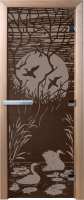 Стеклянная дверь для бани/сауны Doorwood Лебединое озеро 70x190 / DW02758 (графит) - 