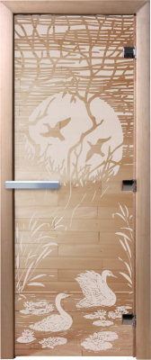 Стеклянная дверь для бани/сауны Doorwood Лебединое озеро 70x190 / DW00947 (прозрачный)