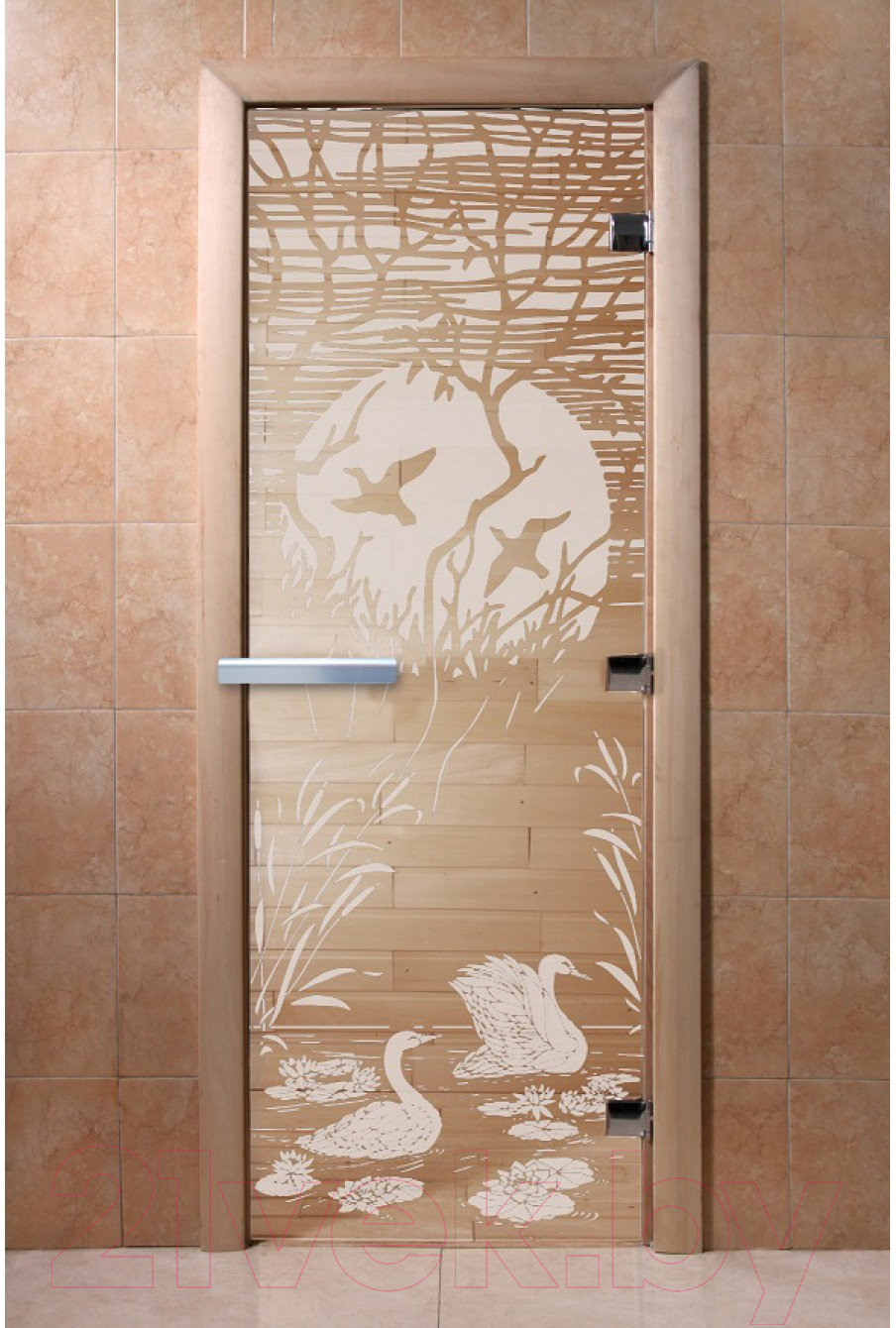 Стеклянная дверь для бани/сауны Doorwood Лебединое озеро 80x200 / DW00948