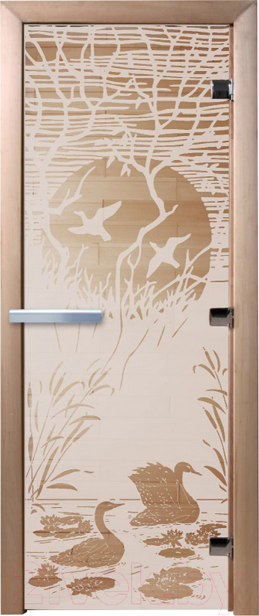 Стеклянная дверь для бани/сауны Doorwood Лебединое озеро 70x190 / DW00949