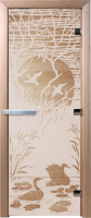 Стеклянная дверь для бани/сауны Doorwood Лебединое озеро 70x190 / DW00949 (сатин) - 