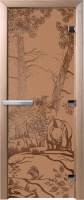 Стеклянная дверь для бани/сауны Doorwood Мишки 70x190 / DW00938 (бронза матовый) - 