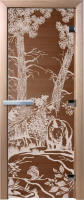 Стеклянная дверь для бани/сауны Doorwood Мишки 70x190 / DW00932 (бронза) - 