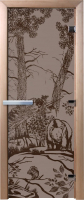 Стеклянная дверь для бани/сауны Doorwood Мишки 70x190 / DW02824 (графит матовый) - 