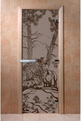 Стеклянная дверь для бани/сауны Doorwood Мишки 70x190 / DW02824 (графит матовый)