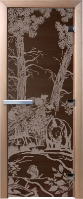 Стеклянная дверь для бани/сауны Doorwood Мишки 70x190 / DW02841 (графит)