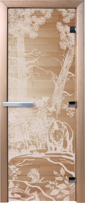 Стеклянная дверь для бани/сауны Doorwood Мишки 70x190 / DW00934 (прозрачный)