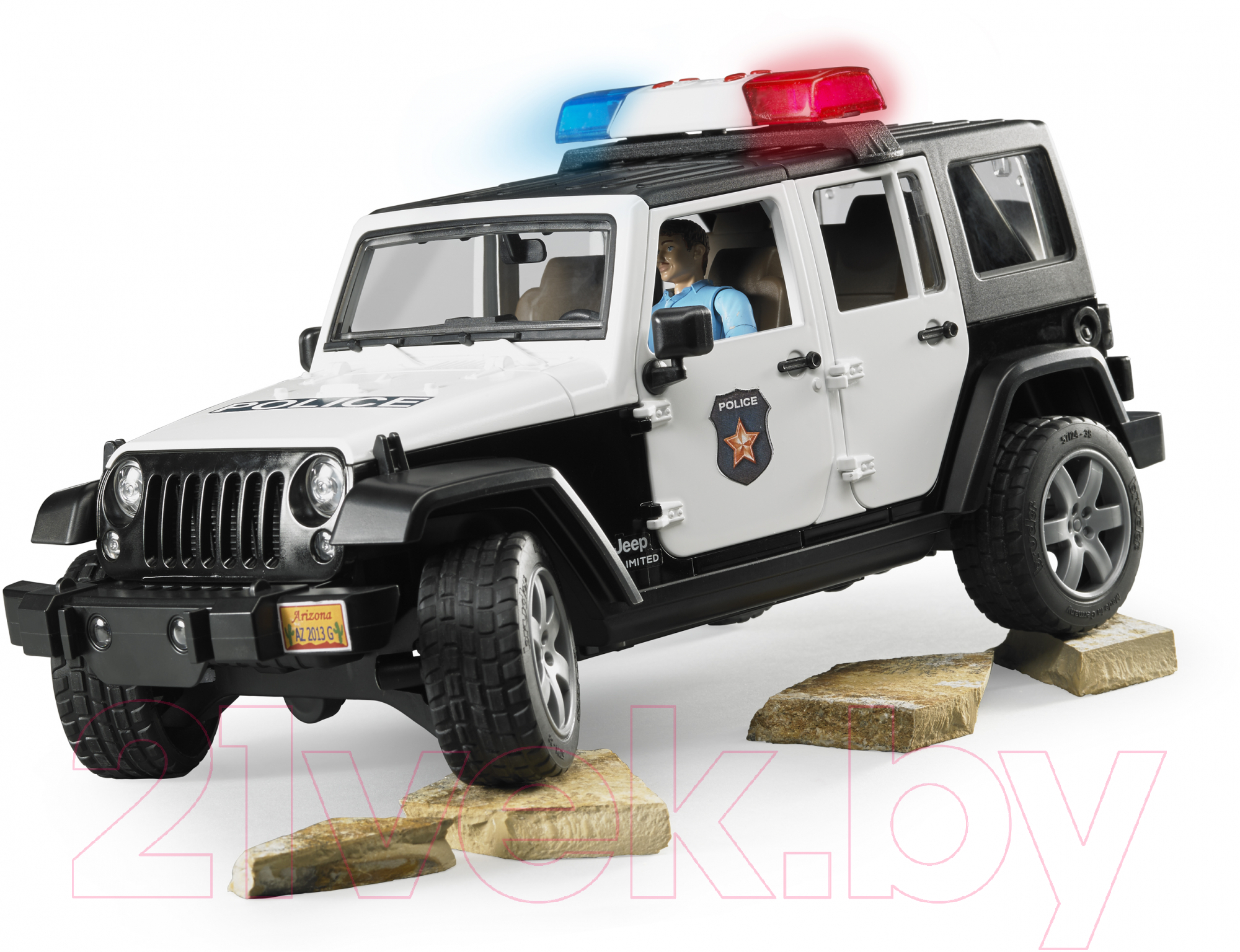 Автомобиль игрушечный Bruder Jeep Wrangler Unlimited Rubicon Полиция с фигуркой / 02-526