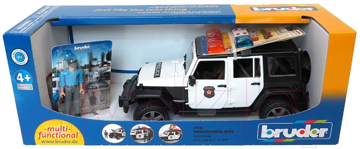 Автомобиль игрушечный Bruder Jeep Wrangler Unlimited Rubicon Полиция с фигуркой / 02-526