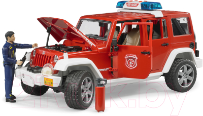 Автомобиль игрушечный Bruder Jeep Wrangler Unlimited Rubicon Пожарная с фигуркой / 02-528