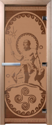 Стеклянная дверь для бани/сауны Doorwood Посейдон 80x200 / DW02328 (бронза матовый)