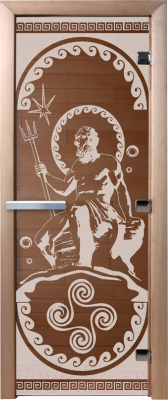 Стеклянная дверь для бани/сауны Doorwood Посейдон 80x200 / DW01871 (бронза)